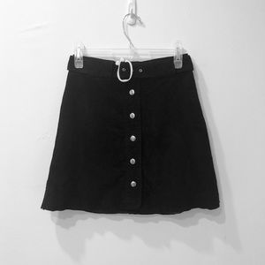 Zara | Faux Suede Button A Line Belted Skirt | XS